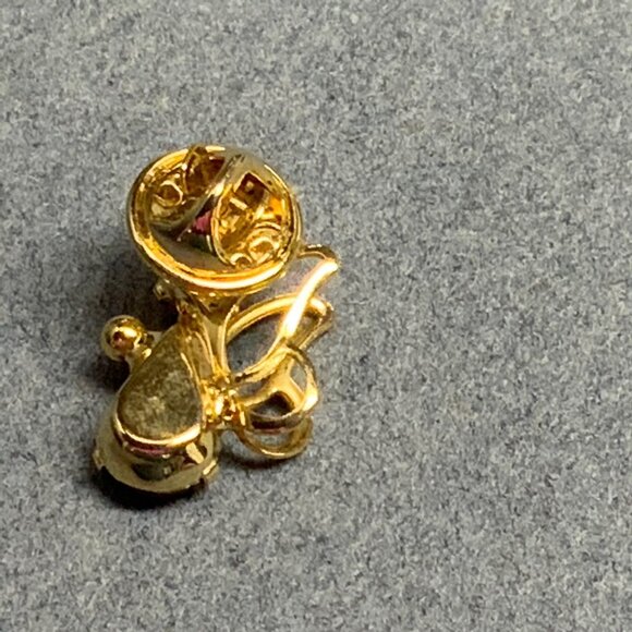 Guardian Angel Tack Pin Brooch 1 In Purple Clear Rhinestone Gold Butterfly Wing - Picture 4 of 5